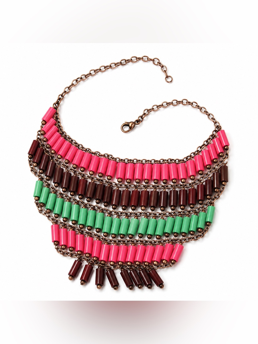 Pink, Green, & Brown Statement Necklace